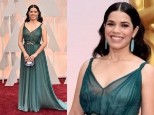 Oscar 2015 abiti e stilisti: America Ferrera in abito verde di Jenny Packham