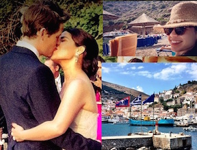 america ferrera e  Ryan Piers Williams vacanze in grecia per anniversario di matrimonio