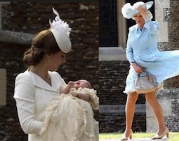 battesimo royal baby principessa charlotte figlia di william e kate middelton camilla si alza la gonna momento imbarazzante