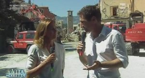 marco liorni e cristina parodi in diretta da amatrice dopo il terremoto a la vita in diretta