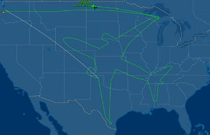 Boeing 787 Dreamline: vola 18 sugli Stati Uniti D'America con una rotta che disegna un aereo